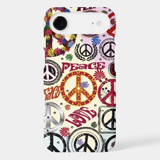 Flower Power Peace & Love Hippie Case-Mate iPhone Case (Back)