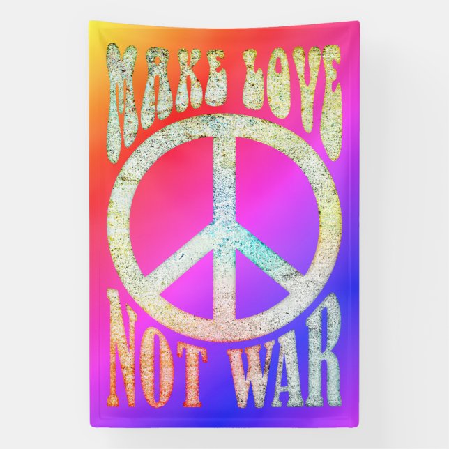 Flower Power Peace - Make Love Not War 1 Banner (Vertical)