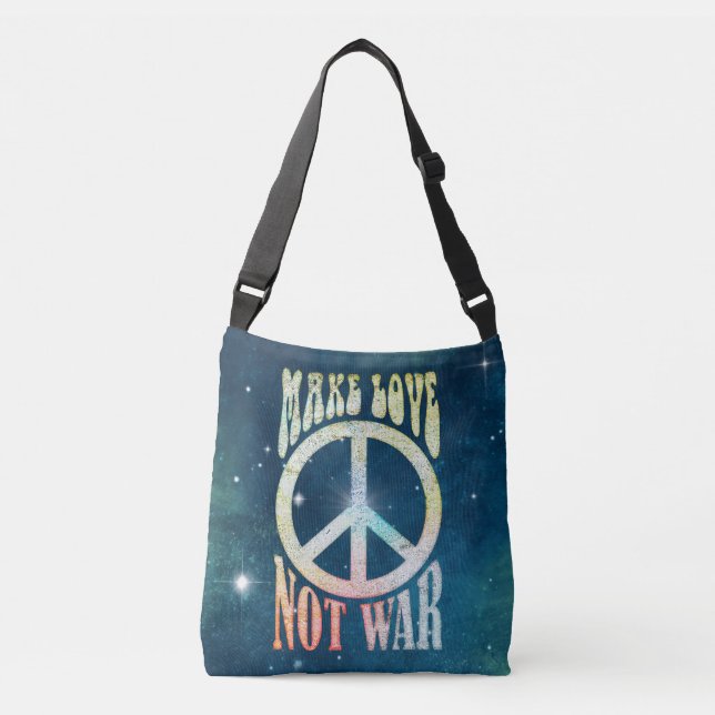 Flower Power Peace - Make Love Not War 1 Crossbody Bag (Front)