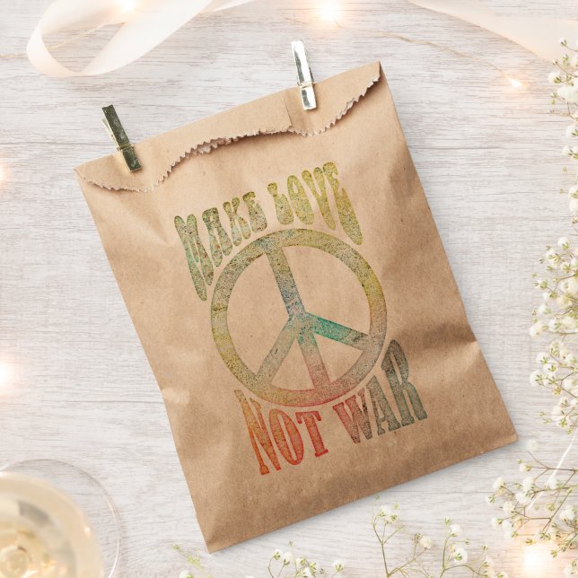 Flower Power Peace - Make Love Not War 1 Favour Bag (Clipped)