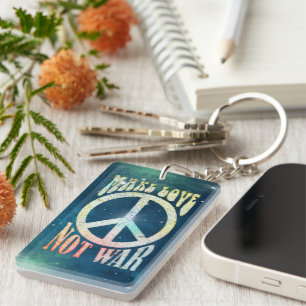 Flower Power Peace - Make Love Not War 1 Key Ring