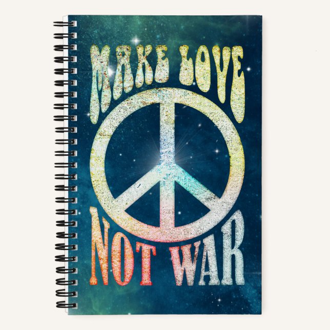 Flower Power Peace - Make Love Not War 1 Notebook (Front)