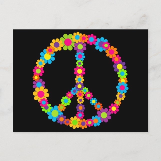 Flower Power Peace Postcard (Front)