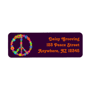 Flower Power Peace Return Address Label