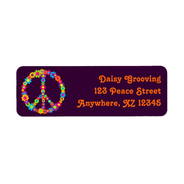 Flower Power Peace Return Address Label (Front)