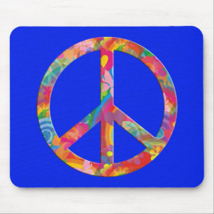 Flower Power Peace royal splatter Mouse Pad