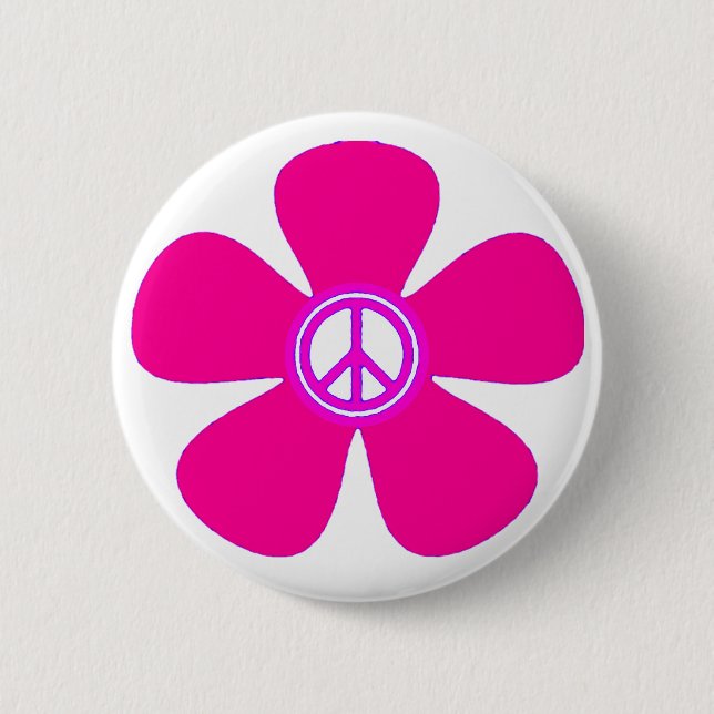 Flower Power Peace Sign 6 Cm Round Badge (Front)