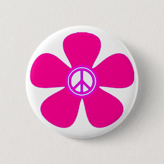 Flower Power Peace Sign 6 Cm Round Badge