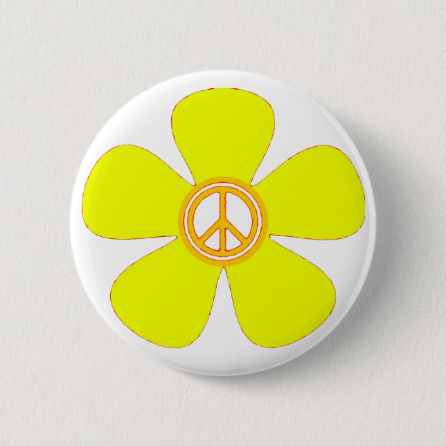 Flower Power Peace Sign 6 Cm Round Badge (Front)