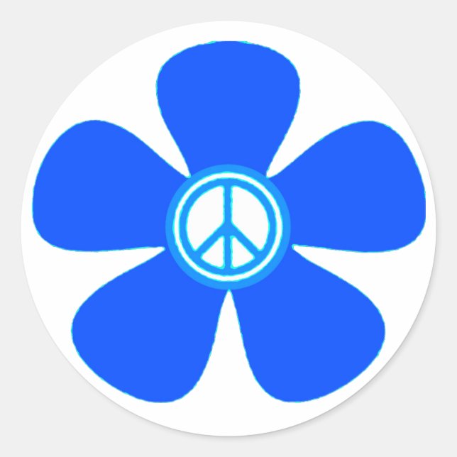 Flower Power Peace Sign Classic Round Sticker (Front)