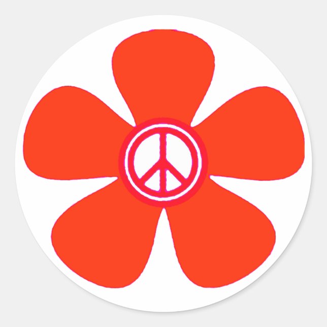 Flower Power Peace Sign Classic Round Sticker (Front)