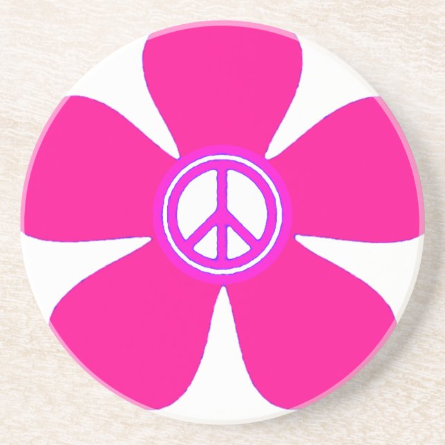 Flower Power Peace Sign Coaster (Front)