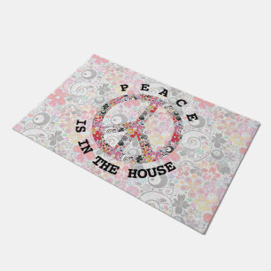 Flower Power Peace sign I + your backgr. & ideas Doormat