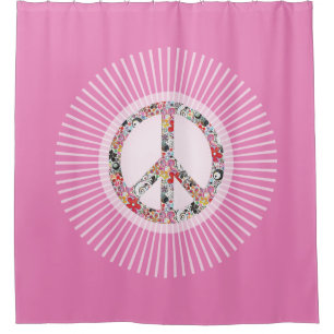 Flower Power Peace sign I + your backgr. & ideas Shower Curtain