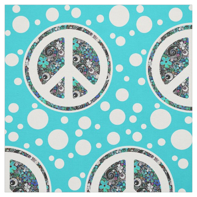 Flower Power Peace sign II + your backgr. & ideas Fabric (Swatch)