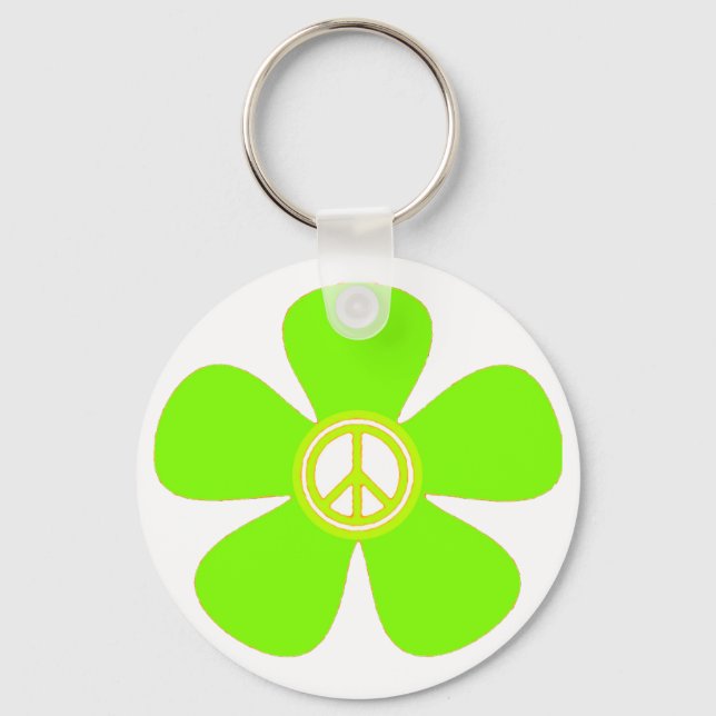 Flower Power Peace Sign Key Ring (Front)