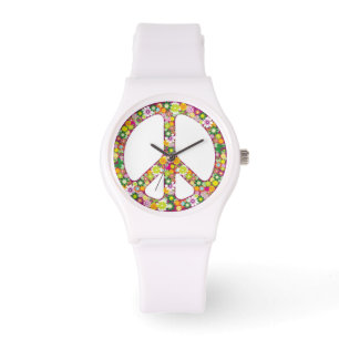 Flower Power Peace Sign Watch