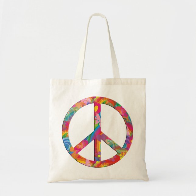 Flower Power Peace Tote Bag (Front)