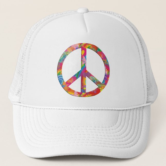 Flower Power Peace Trucker Hat (Front)