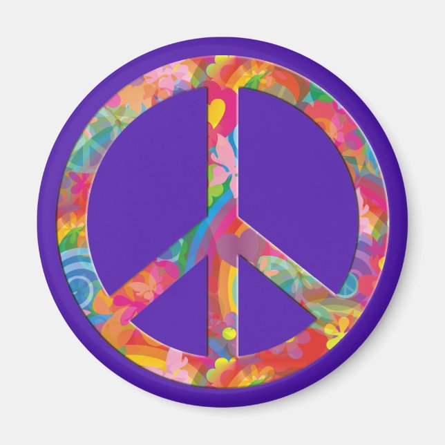 Flower Power Peace | violet Magnet (Front)