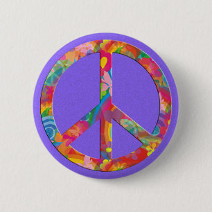 Flower Power Peace violet splatter 6 Cm Round Badge