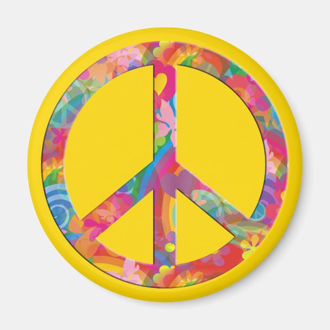 Flower Power Peace | yellow Magnet (Front)