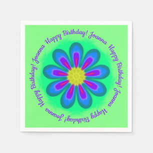 Flower Power Pistachio Paper Napkins