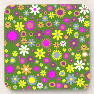 Flower Power Plastic Coaster