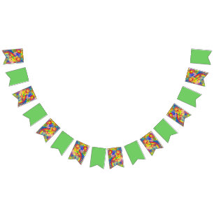 Flower Power Rainbow - coloured pattern 1 Bunting