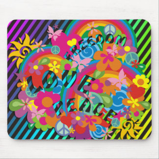 Flower Power Rainbow | coloured stripes Mouse Pad