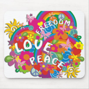 Flower Power Rainbow Mouse Pad