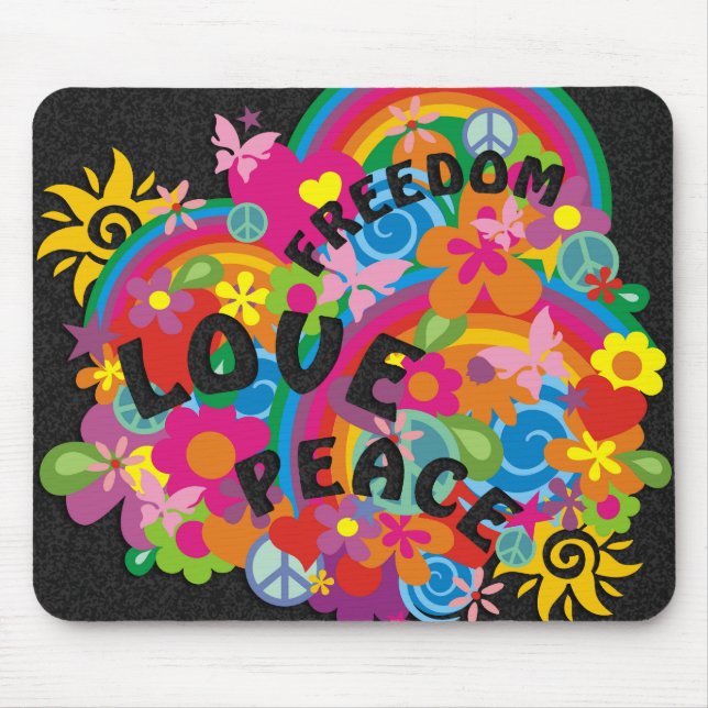 Flower Power Rainbow Mouse Pad (Front)