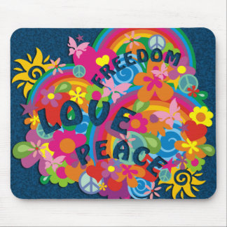 Flower Power Rainbow Mouse Pad