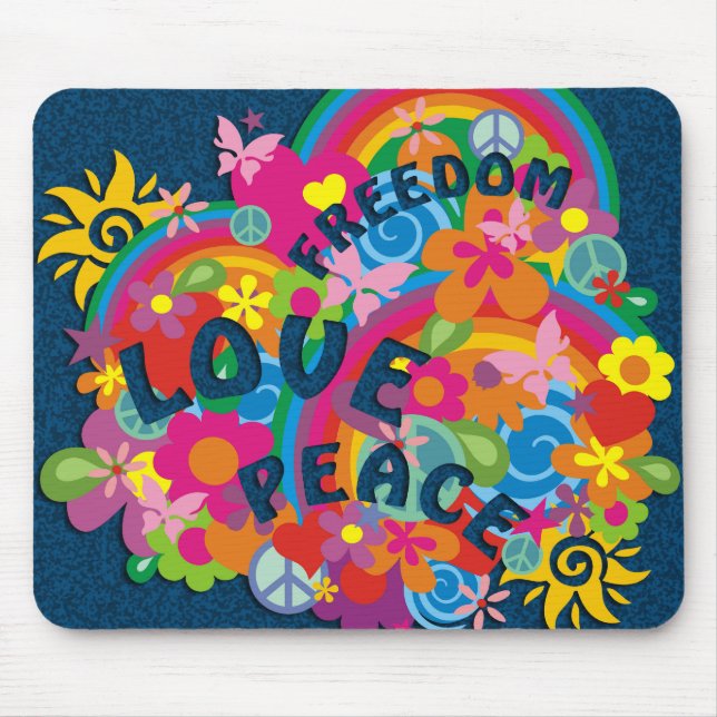 Flower Power Rainbow Mouse Pad (Front)