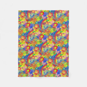 Flower Power RAINBOW Pattern + your ideas Fleece Blanket