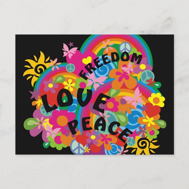 Flower Power Rainbow Postcard (Front)