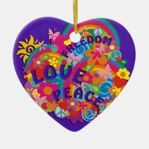 Flower Power Rainbow violet Ceramic Tree Decoration