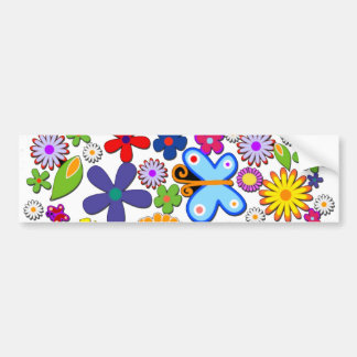 Flower Power Retro Floral Vector Bumper Sticker