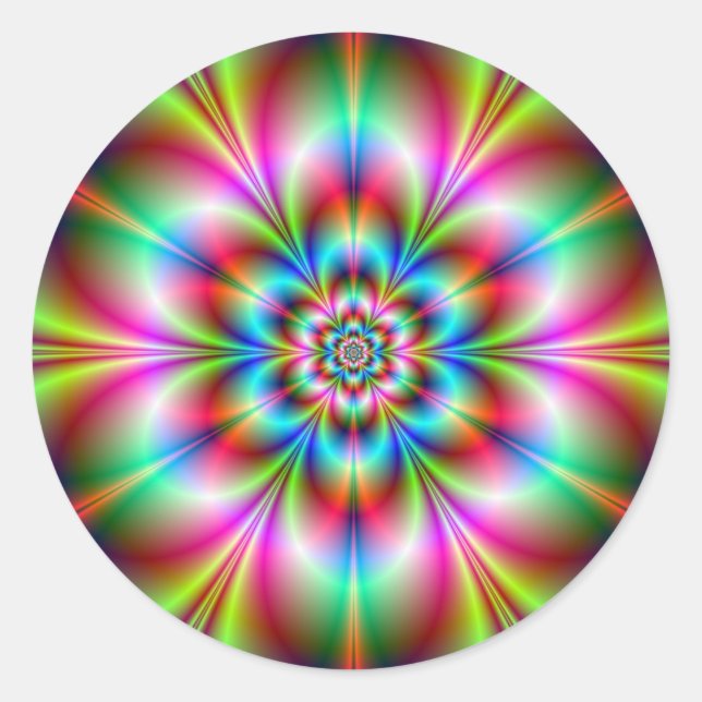 Flower Power Round Sticker (Front)