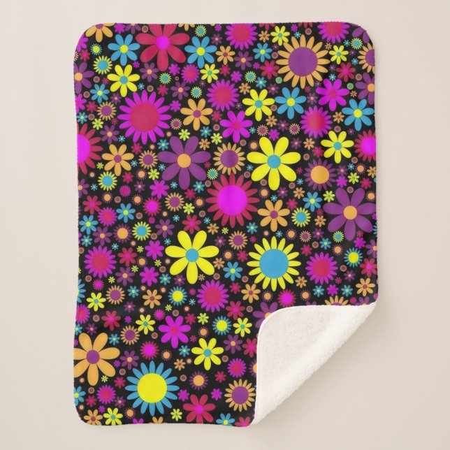 Flower Power Sherpa Blanket (Front)