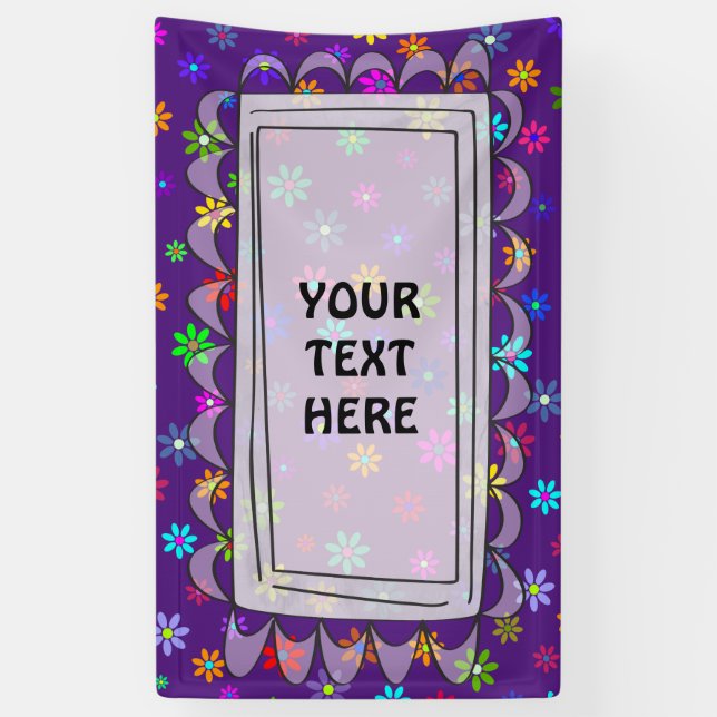 Flower Power Shower - coloured pattern 1 Banner (Vertical)