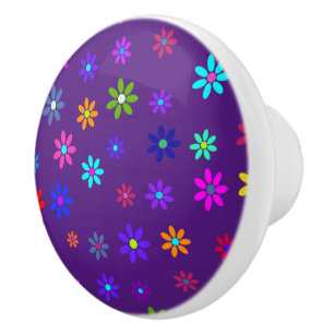 Flower Power Shower - coloured pattern 1 Ceramic Knob