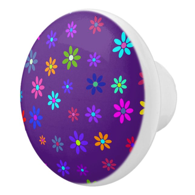 Flower Power Shower - coloured pattern 1 Ceramic Knob (Right)