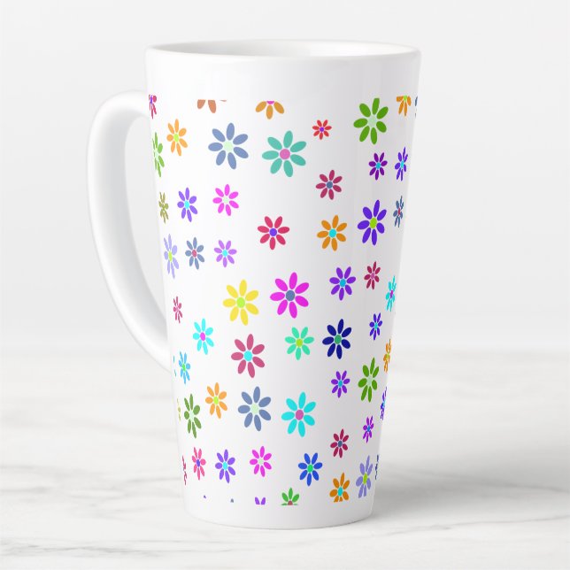 Flower Power Shower - coloured pattern 1 Latte Mug (Left Angle)