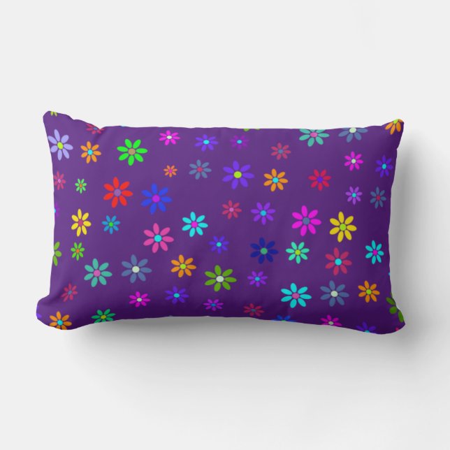 Flower Power Shower - coloured pattern 1 Lumbar Cushion (Front)