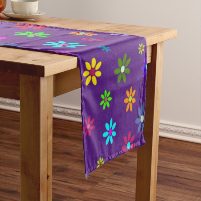 Flower Power Shower - coloured pattern 1 Short Table Runner (In Situ)