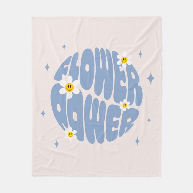 Flower Power Slogan Fleece Blanket (Front)