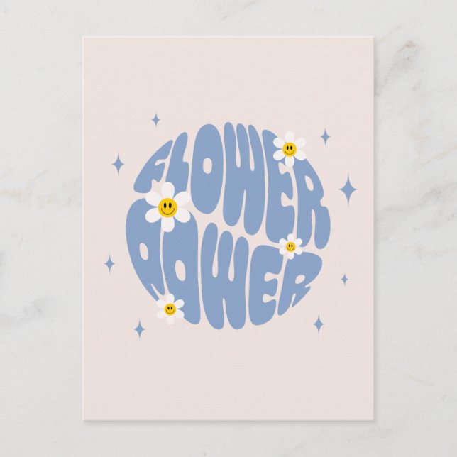 Flower Power Slogan Postcard (Front)