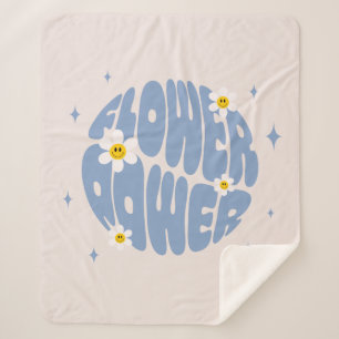 Flower Power Slogan Sherpa Blanket