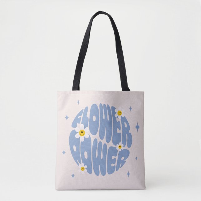 Flower Power Slogan Tote Bag (Front)